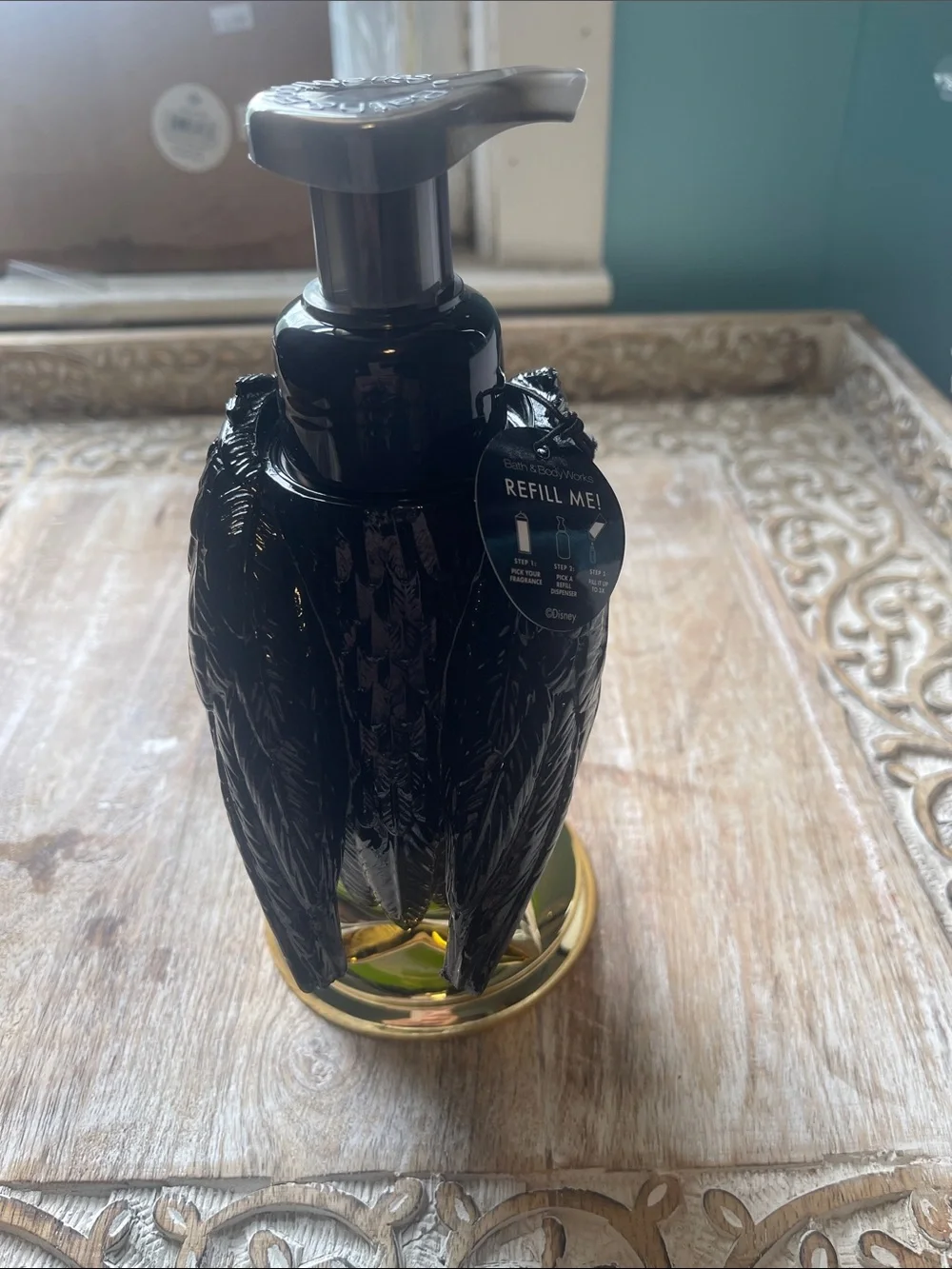 Decorative Raven Foaming Soap Dispenser with Yellow Beak